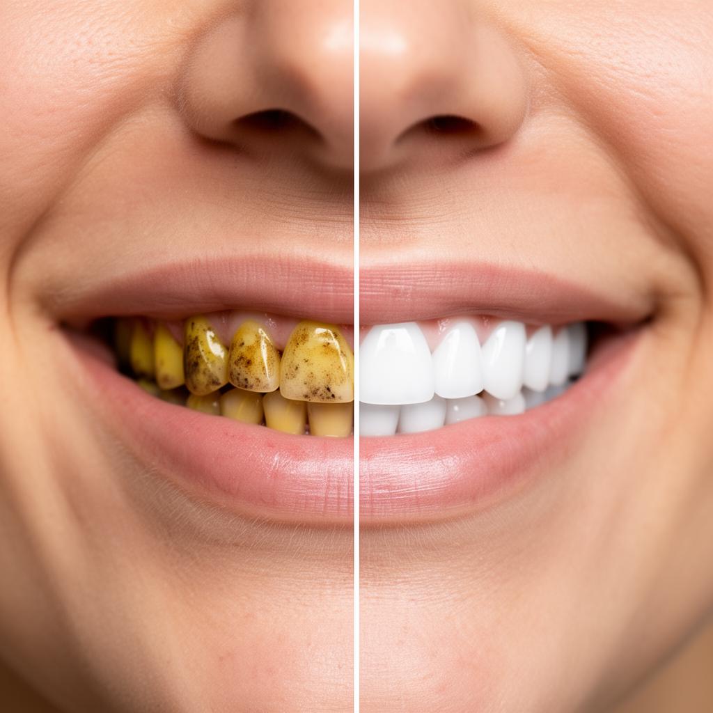 Before and after whitening results